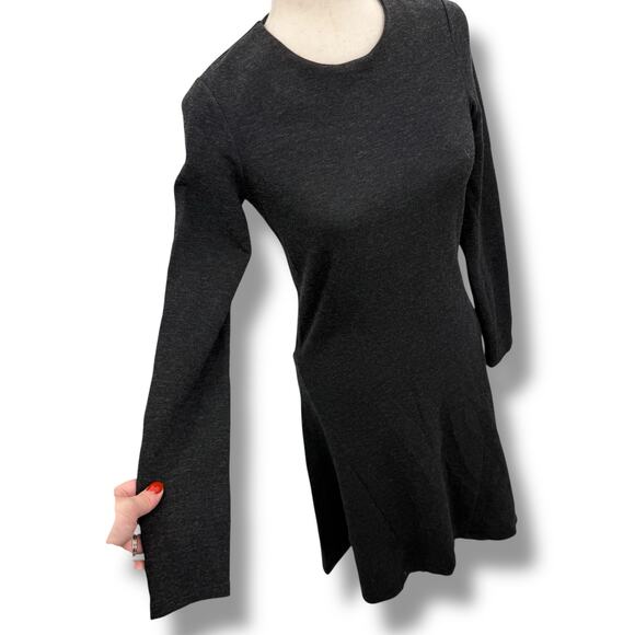 Theory Gray Wool dress Size 6 Long Sleeve Graphite Heather Fit & Flare EUC - Picture 4 of 9